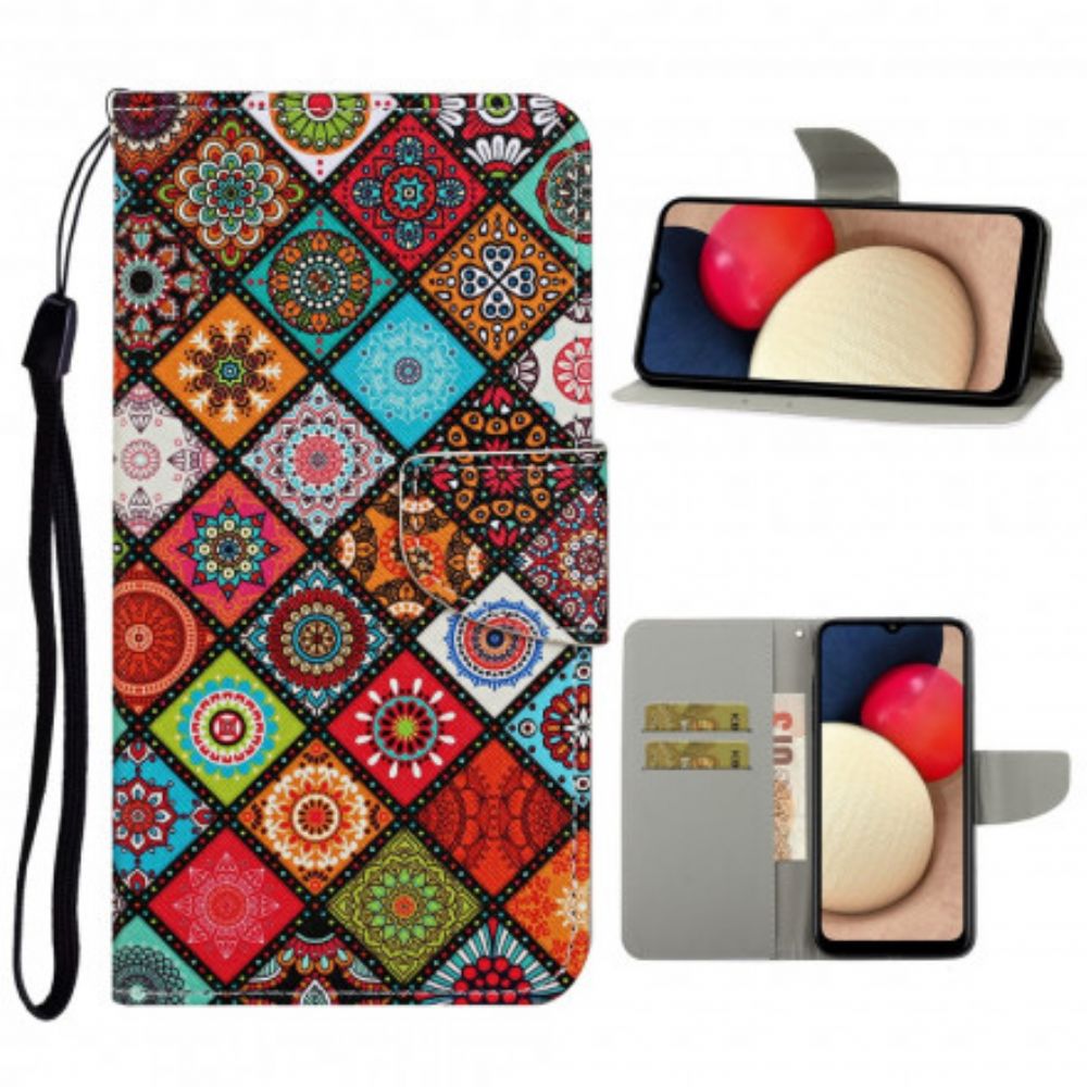 Folio-hoesje voor Samsung Galaxy A52 4G / A52 5G / A52s 5G Patchwork-mandala's Met Koord