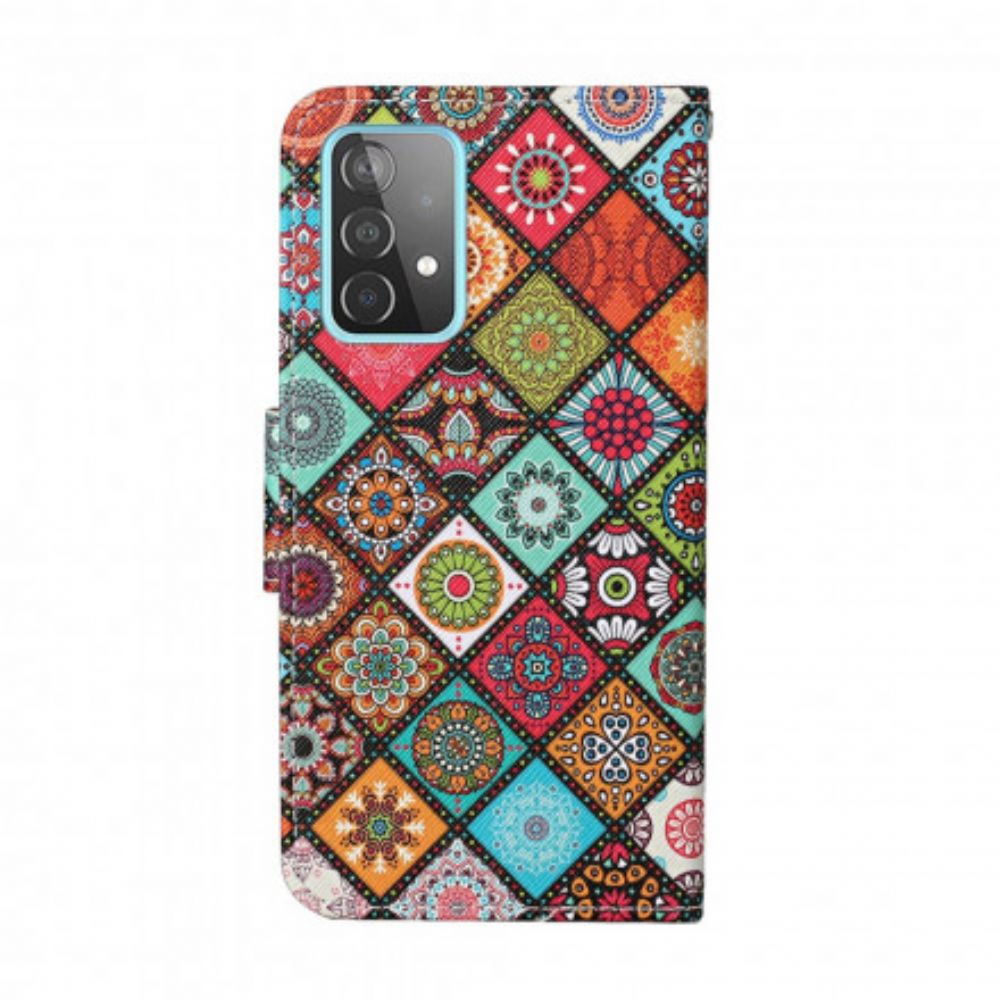 Folio-hoesje voor Samsung Galaxy A52 4G / A52 5G / A52s 5G Patchwork-mandala's Met Koord