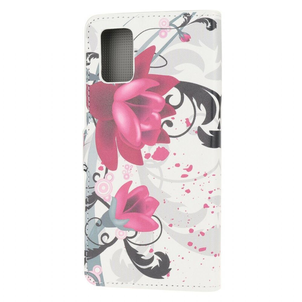 Folio-hoesje voor Samsung Galaxy A52 4G / A52 5G / A52s 5G Tropische Bloemen