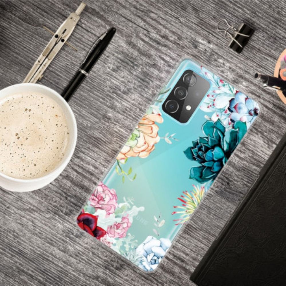 Hoesje voor Samsung Galaxy A52 4G / A52 5G / A52s 5G Aquarel Bloemen