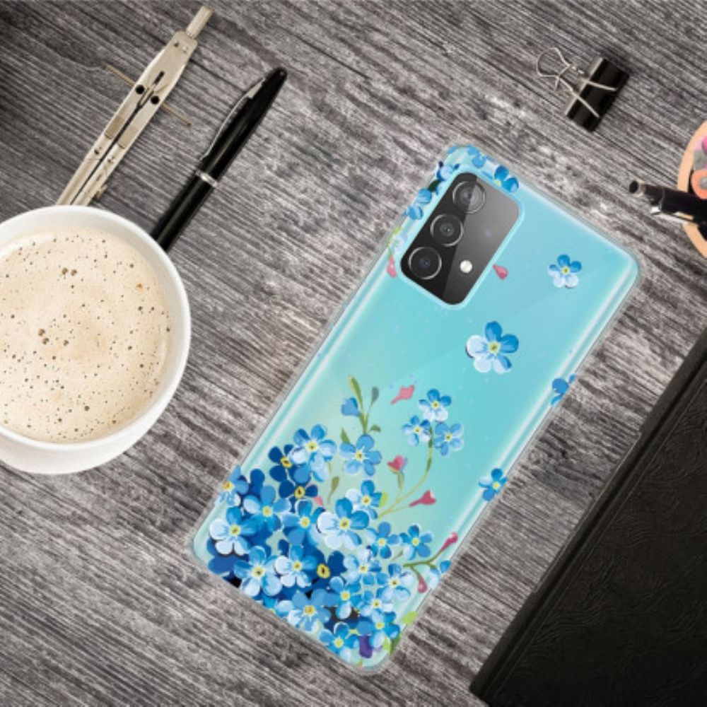 Hoesje voor Samsung Galaxy A52 4G / A52 5G / A52s 5G Blauwe Bloemen