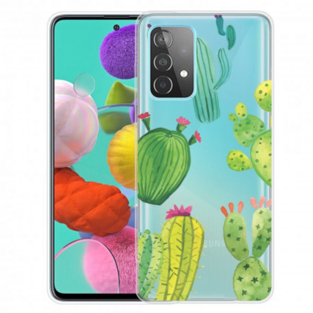 Hoesje voor Samsung Galaxy A52 4G / A52 5G / A52s 5G Cactus Aquarel