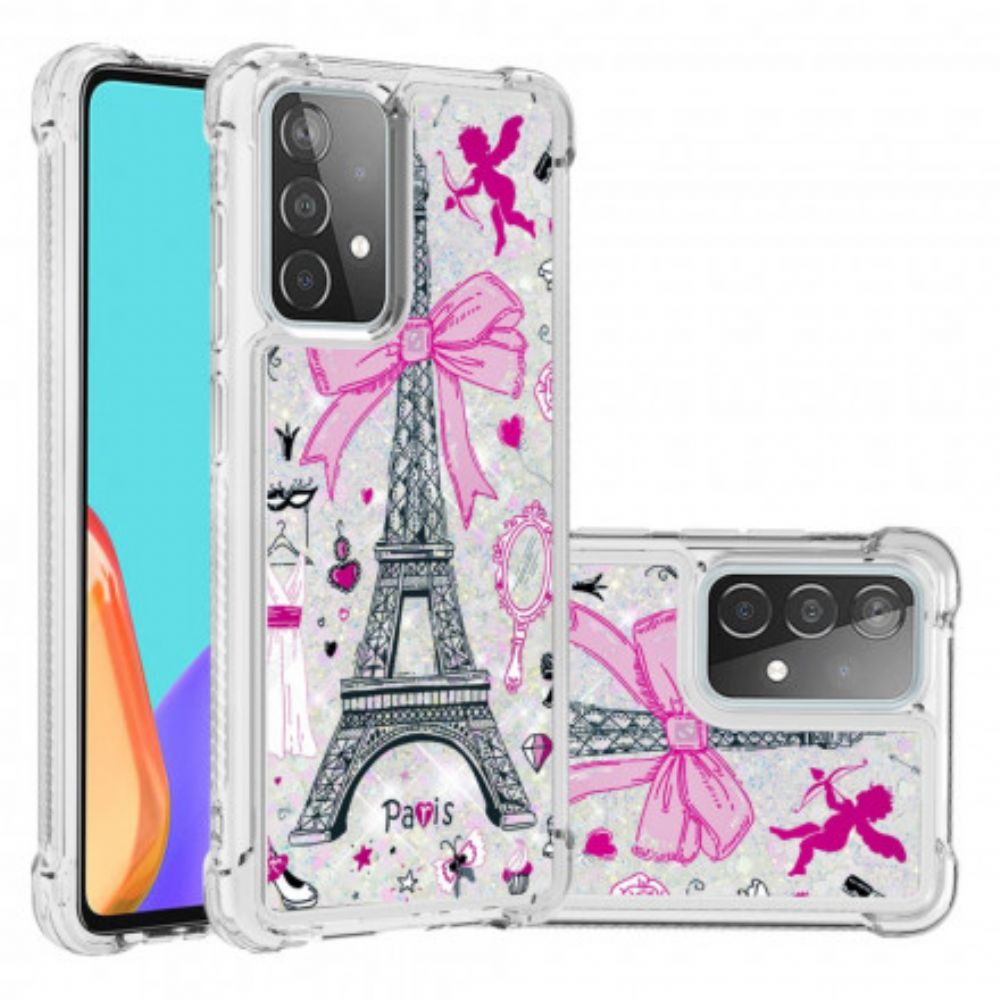 Hoesje voor Samsung Galaxy A52 4G / A52 5G / A52s 5G De Eiffeltoren Pailletten