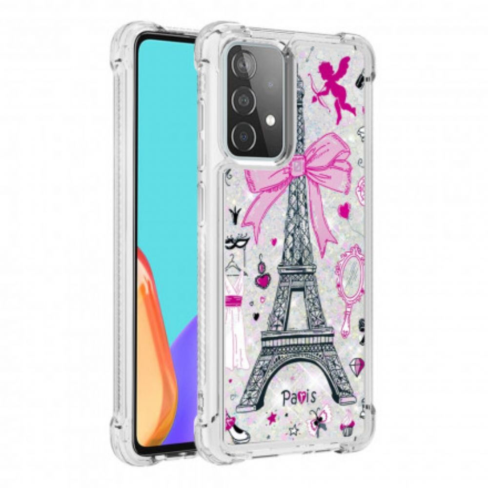 Hoesje voor Samsung Galaxy A52 4G / A52 5G / A52s 5G De Eiffeltoren Pailletten