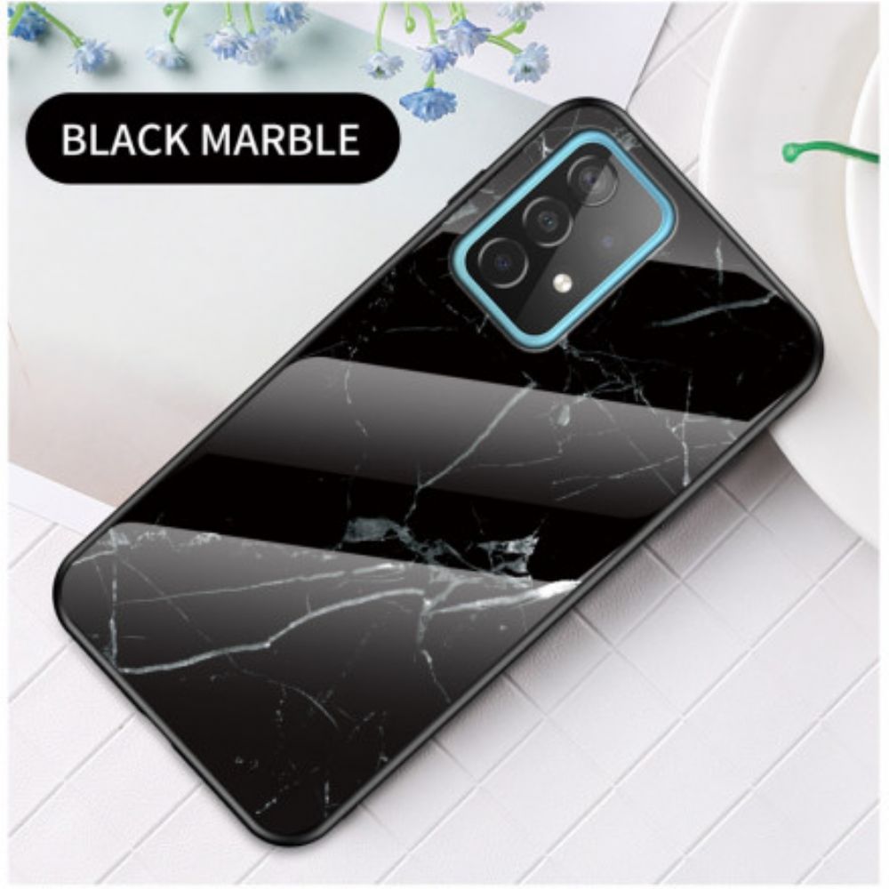 Hoesje voor Samsung Galaxy A52 4G / A52 5G / A52s 5G Marmer Kleuren Gehard Glas