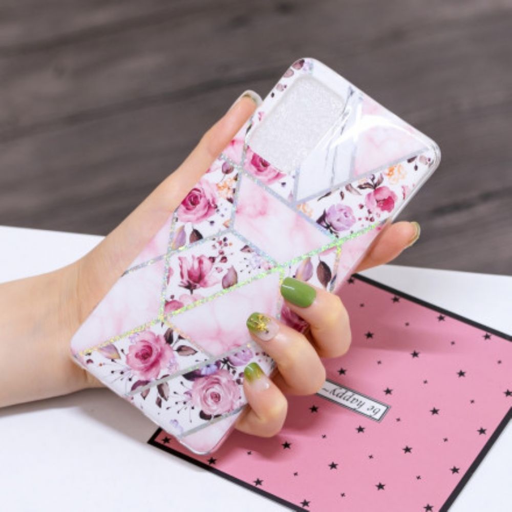 Hoesje voor Samsung Galaxy A52 4G / A52 5G / A52s 5G Marmerbloemen