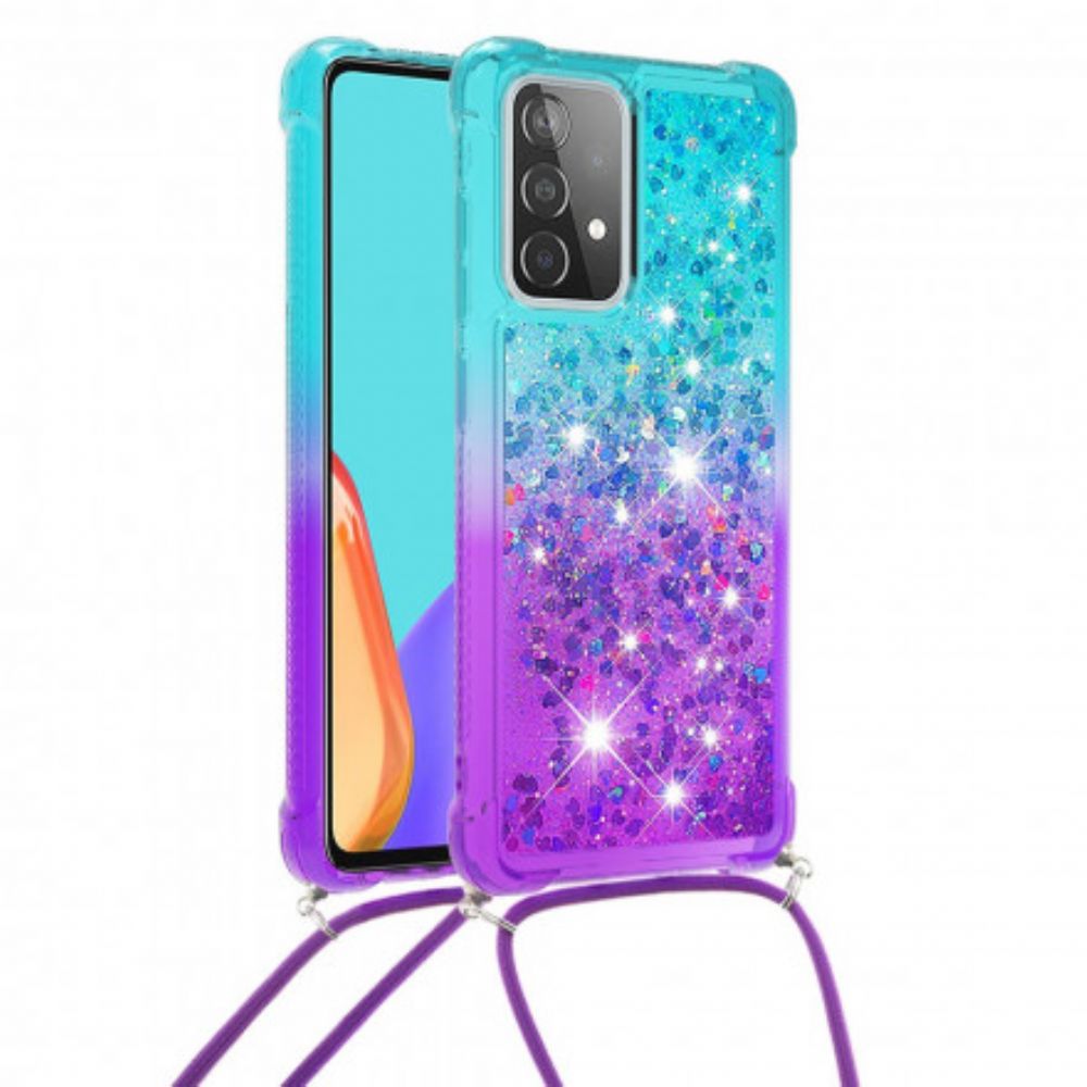 Hoesje voor Samsung Galaxy A52 4G / A52 5G / A52s 5G Siliconen Glitter En Koord