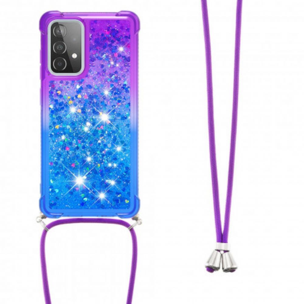 Hoesje voor Samsung Galaxy A52 4G / A52 5G / A52s 5G Siliconen Glitter En Koord