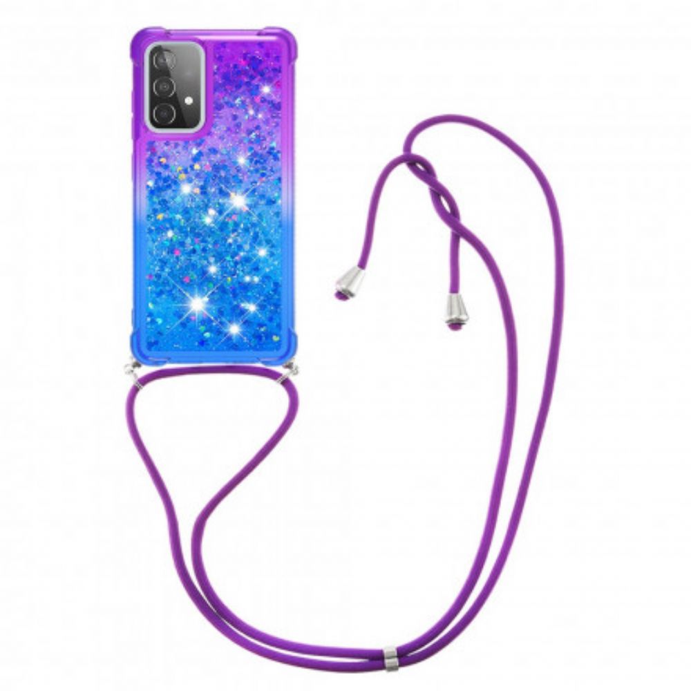 Hoesje voor Samsung Galaxy A52 4G / A52 5G / A52s 5G Siliconen Glitter En Koord