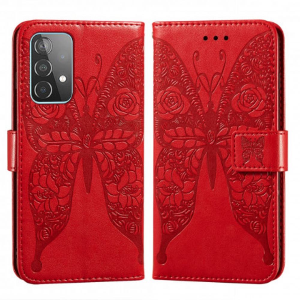 Leren Hoesje voor Samsung Galaxy A52 4G / A52 5G / A52s 5G Butterfly Flower Pattern