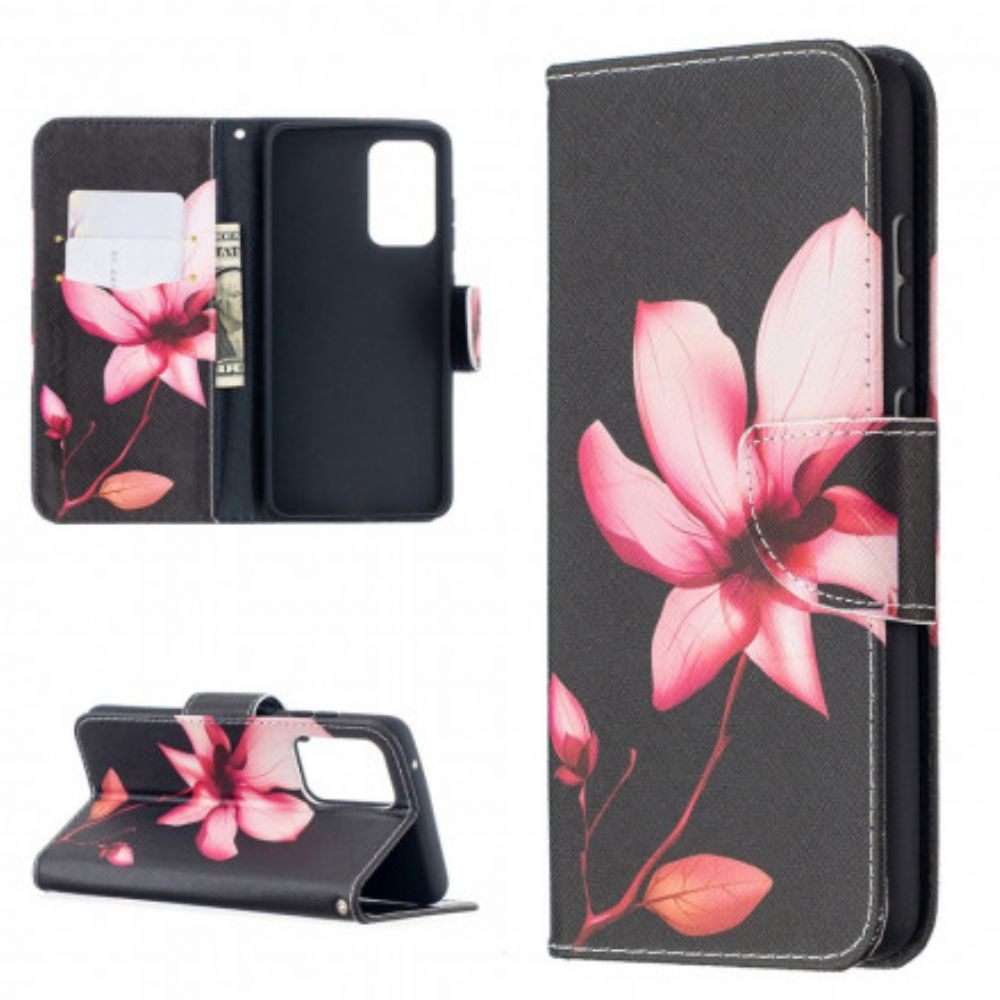 Leren Hoesje voor Samsung Galaxy A52 4G / A52 5G / A52s 5G Roze Bloem