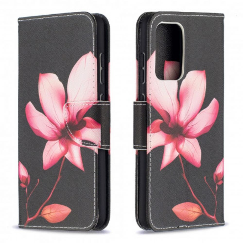 Leren Hoesje voor Samsung Galaxy A52 4G / A52 5G / A52s 5G Roze Bloem