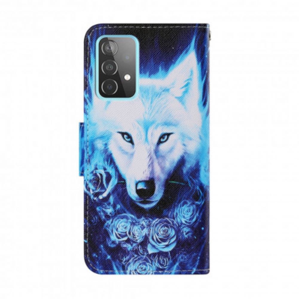 Leren Hoesje voor Samsung Galaxy A52 4G / A52 5G / A52s 5G Witte Wolf