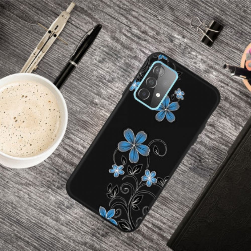 Telefoonhoesje voor Samsung Galaxy A52 4G / A52 5G / A52s 5G Blauwe Bloemen