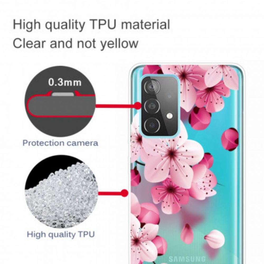 Telefoonhoesje voor Samsung Galaxy A52 4G / A52 5G / A52s 5G Kleine Roze Bloemen