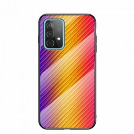 Telefoonhoesje voor Samsung Galaxy A52 4G / A52 5G / A52s 5G Koolstofvezel Gehard Glas