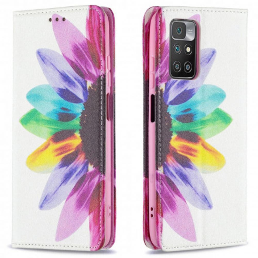 Bescherming Hoesje voor Xiaomi Redmi 10 Folio-hoesje Aquarel Bloem