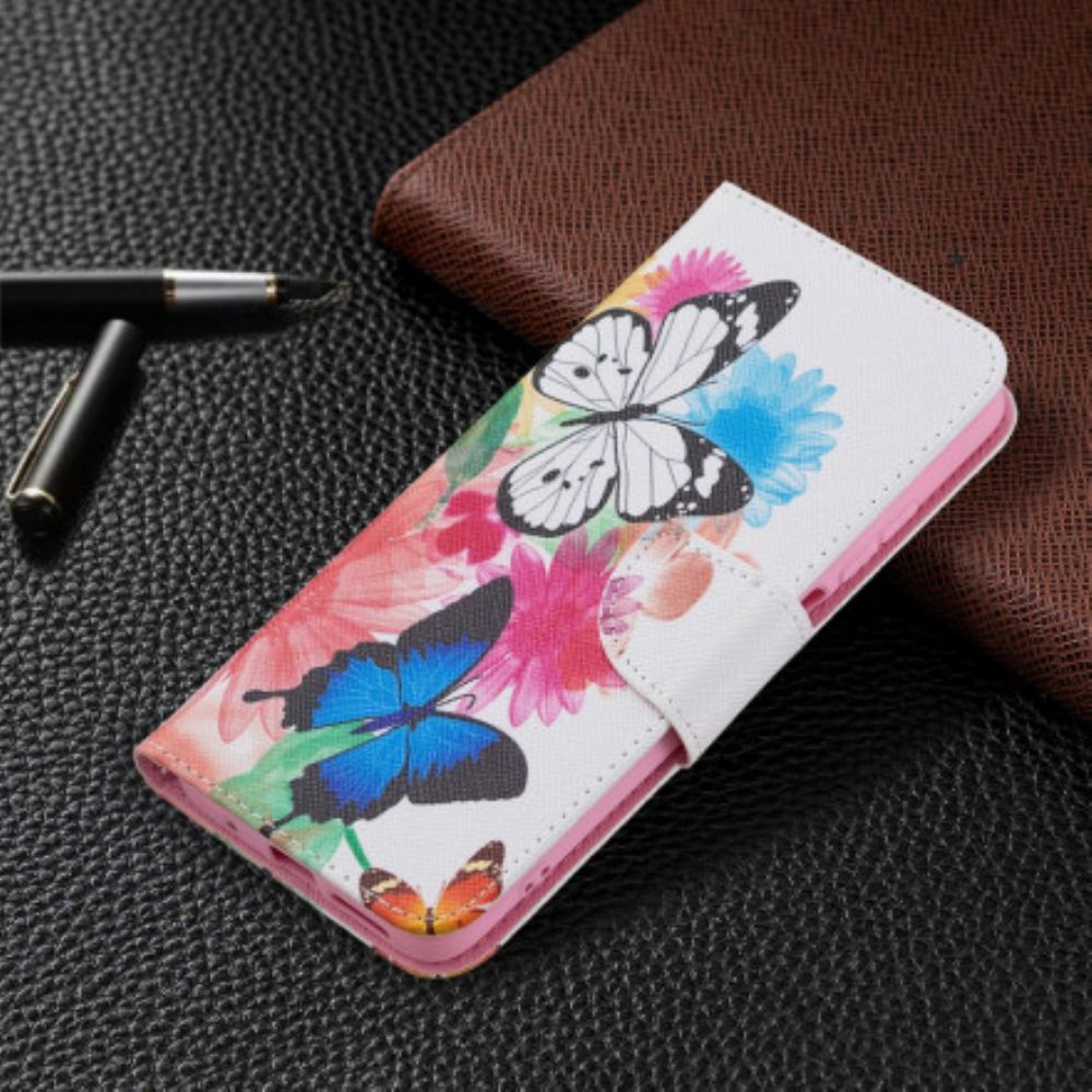 Flip Case voor Xiaomi Redmi 10 Geschilderde Vlinders En Bloemen