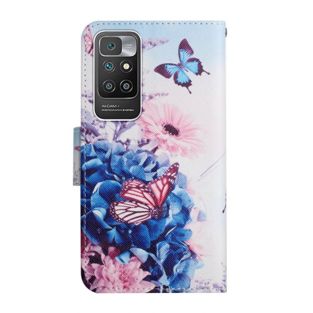 Folio-hoesje voor Xiaomi Redmi 10 Boeket Bloemen En Vlinders