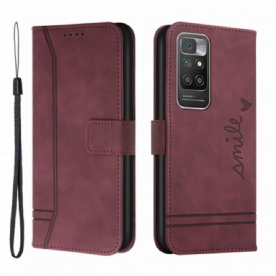 Folio-hoesje voor Xiaomi Redmi 10 Glimlach Met Lanyard