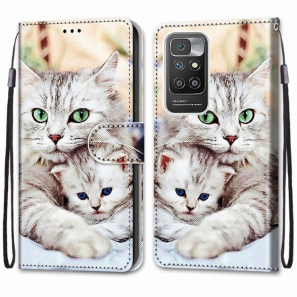 Folio-hoesje voor Xiaomi Redmi 10 Kattenfamilie