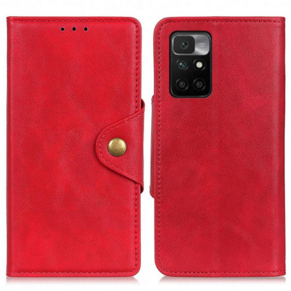 Folio-hoesje voor Xiaomi Redmi 10 Knoop Van Kunstleer