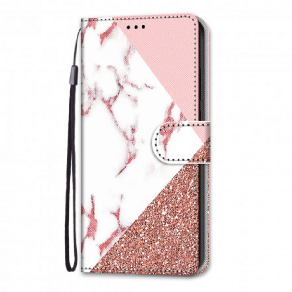 Folio-hoesje voor Xiaomi Redmi 10 Marmer En Glitter Driehoek