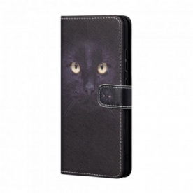 Folio-hoesje voor Xiaomi Redmi 10 Met Ketting Zwarte Kattenogen Met Riem