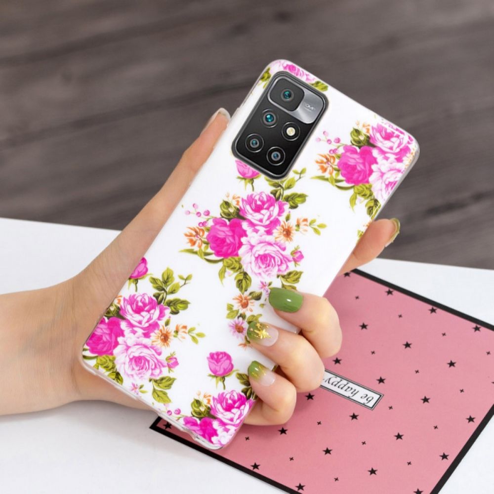 Hoesje voor Xiaomi Redmi 10 Fluorescerende Vrijheidsbloemen