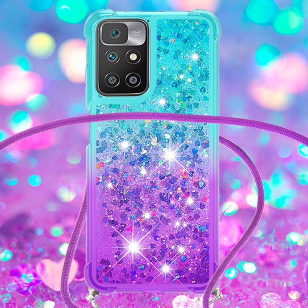 Hoesje voor Xiaomi Redmi 10 Siliconen Glitter En Koord