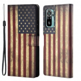 Leren Hoesje voor Xiaomi Redmi 10 Amerikaanse Vlag