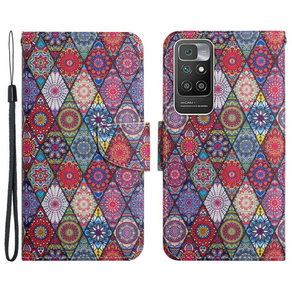 Leren Hoesje voor Xiaomi Redmi 10 Kleurrijk Tapijtpatroon