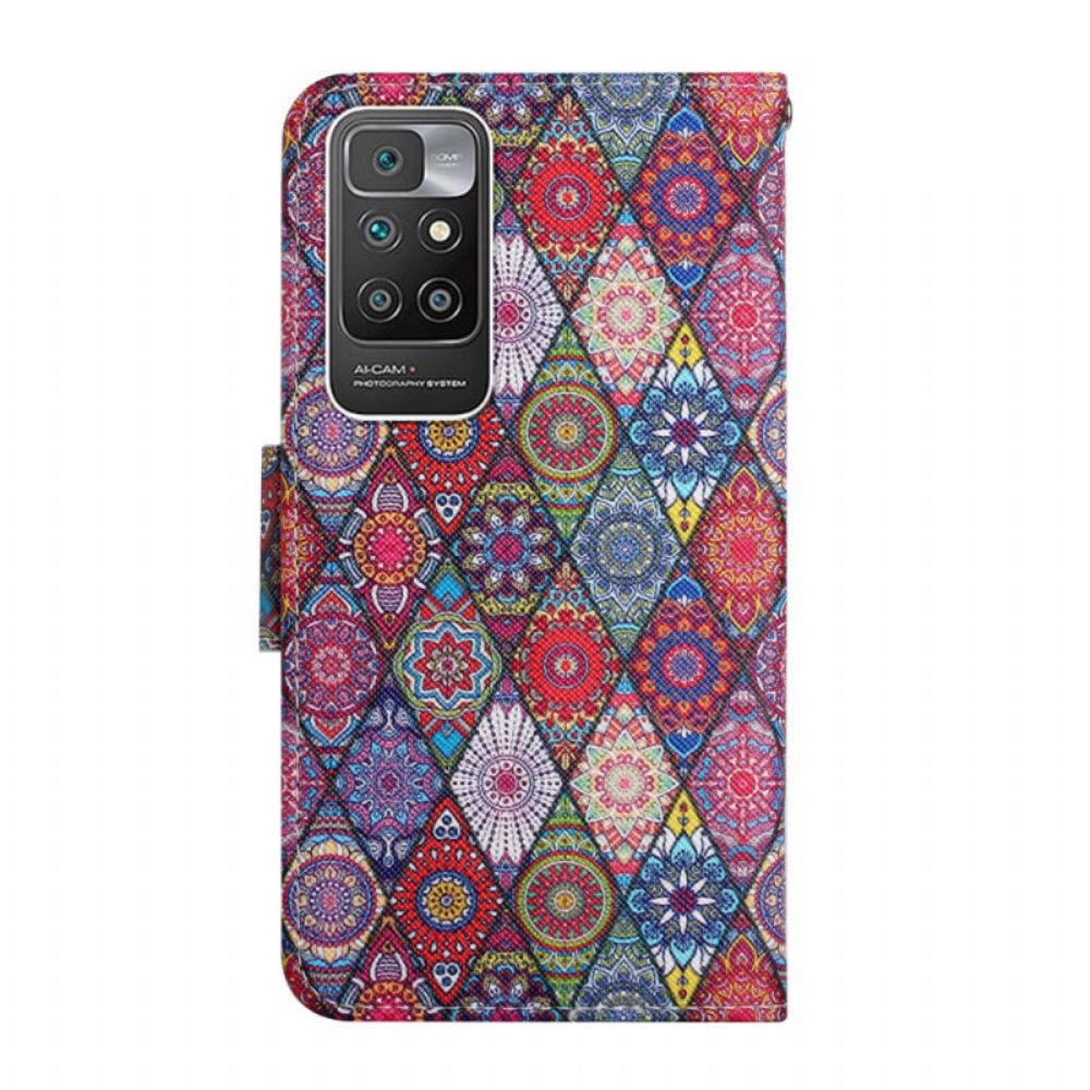 Leren Hoesje voor Xiaomi Redmi 10 Kleurrijk Tapijtpatroon