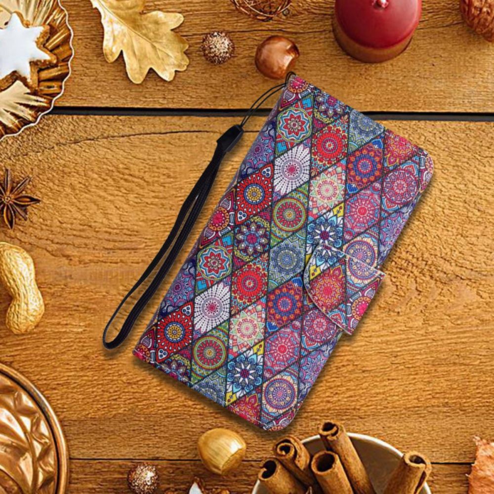 Leren Hoesje voor Xiaomi Redmi 10 Kleurrijk Tapijtpatroon