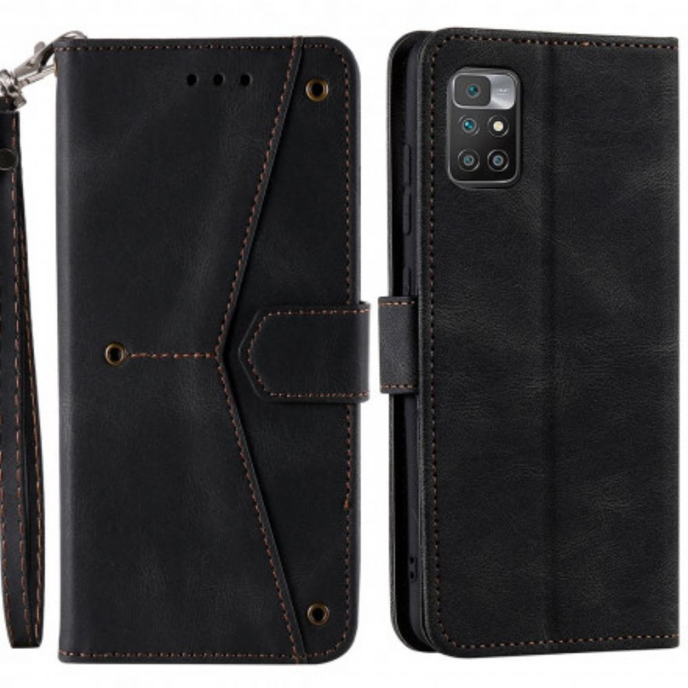 Leren Hoesje voor Xiaomi Redmi 10 Skin-touch-naden