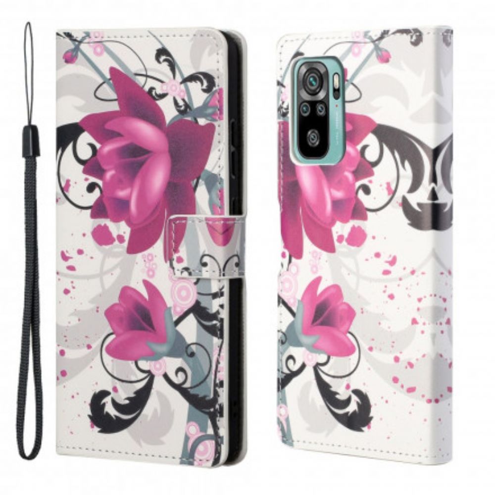 Leren Hoesje voor Xiaomi Redmi 10 Tropische Bloemen