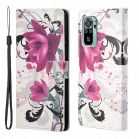 Leren Hoesje voor Xiaomi Redmi 10 Tropische Bloemen