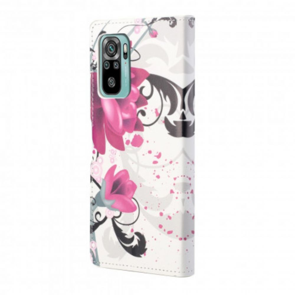 Leren Hoesje voor Xiaomi Redmi 10 Tropische Bloemen