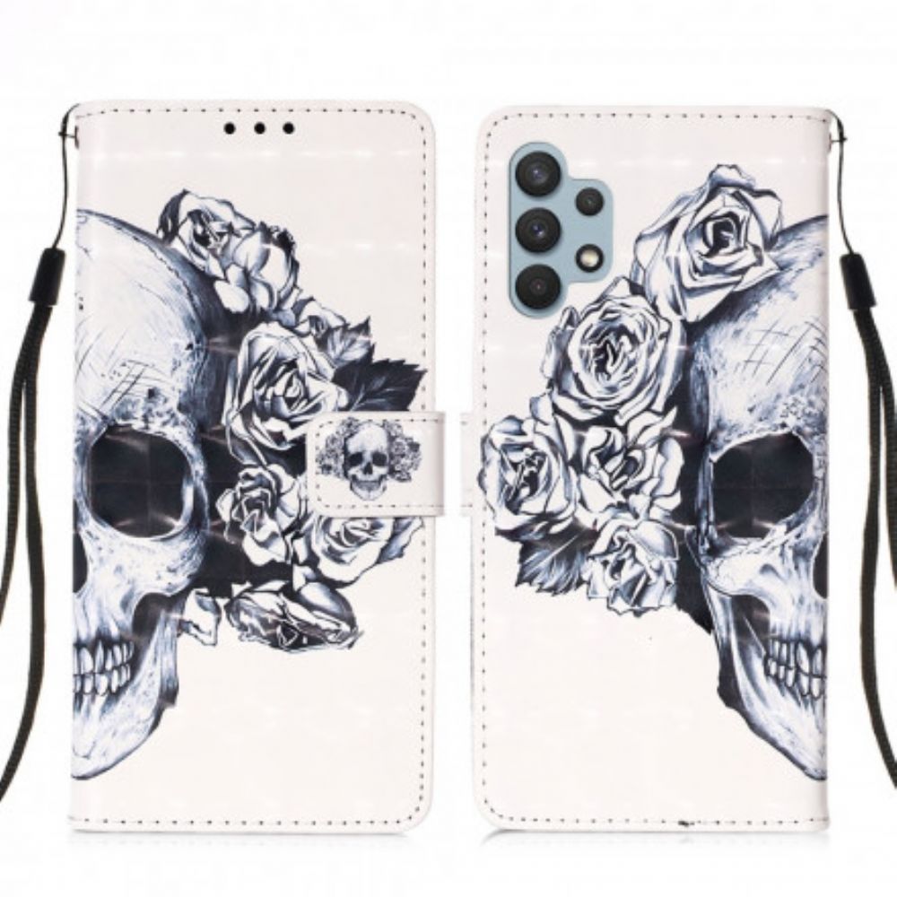 Flip Case voor Samsung Galaxy A32 4G Bloemenschedel