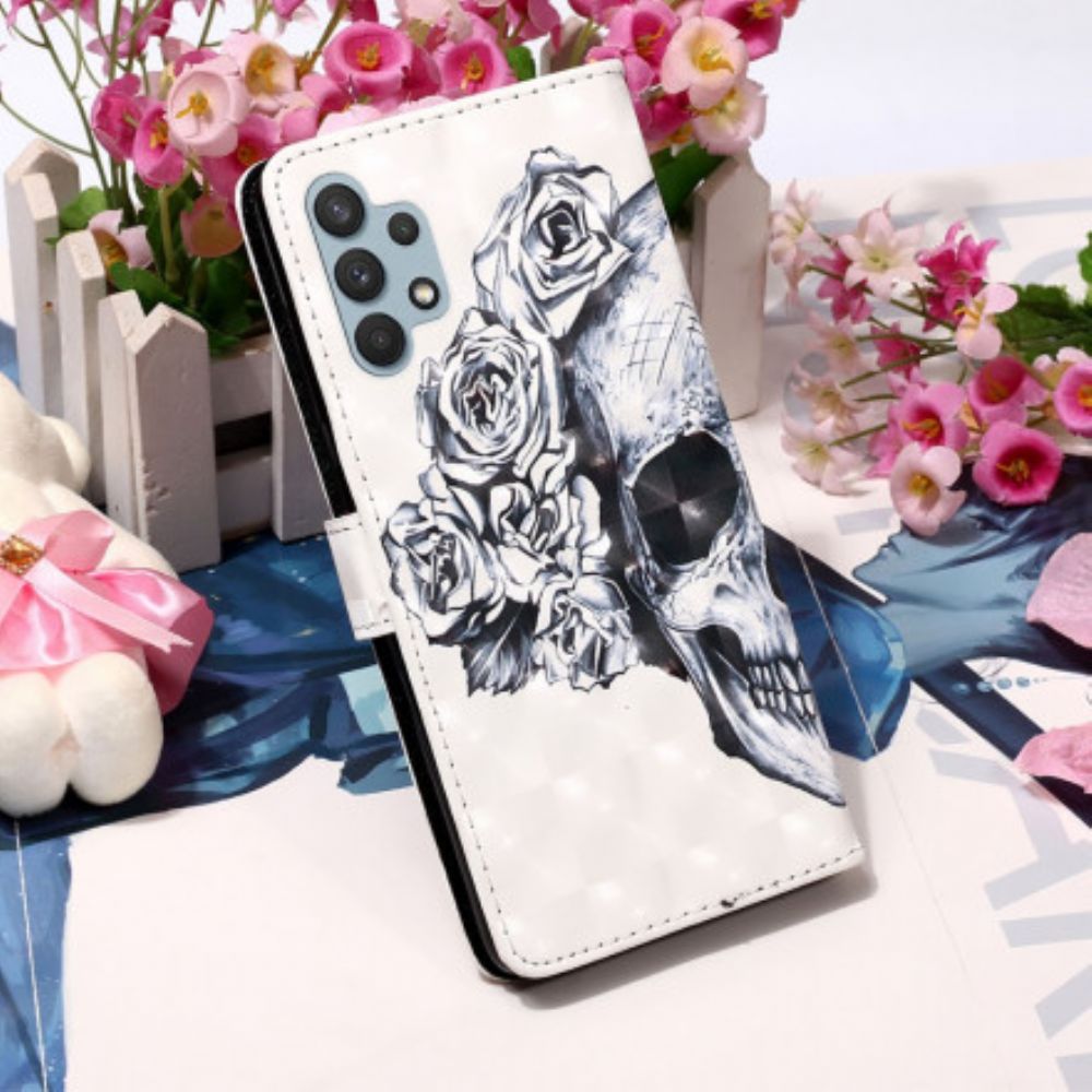 Flip Case voor Samsung Galaxy A32 4G Bloemenschedel