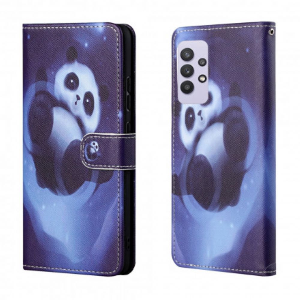 Folio-hoesje voor Samsung Galaxy A32 4G Met Ketting Thong Space Panda