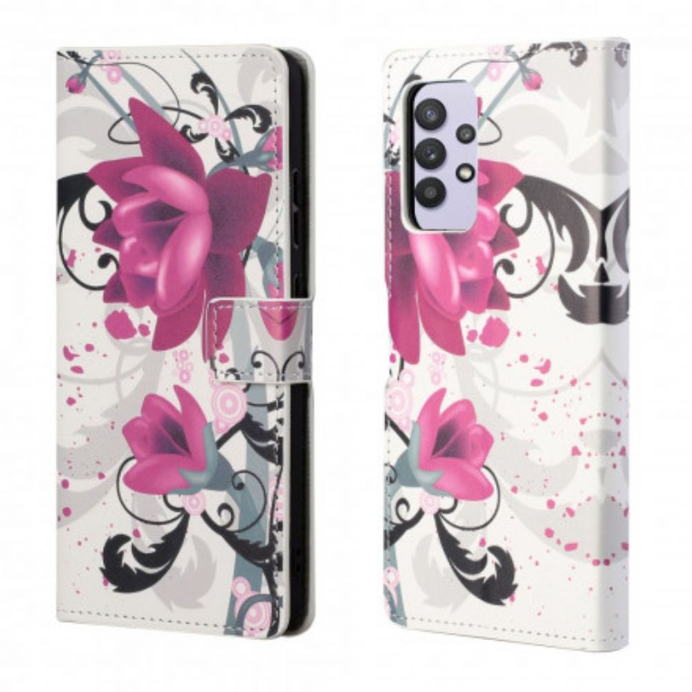 Folio-hoesje voor Samsung Galaxy A32 4G Tropische Bloemen