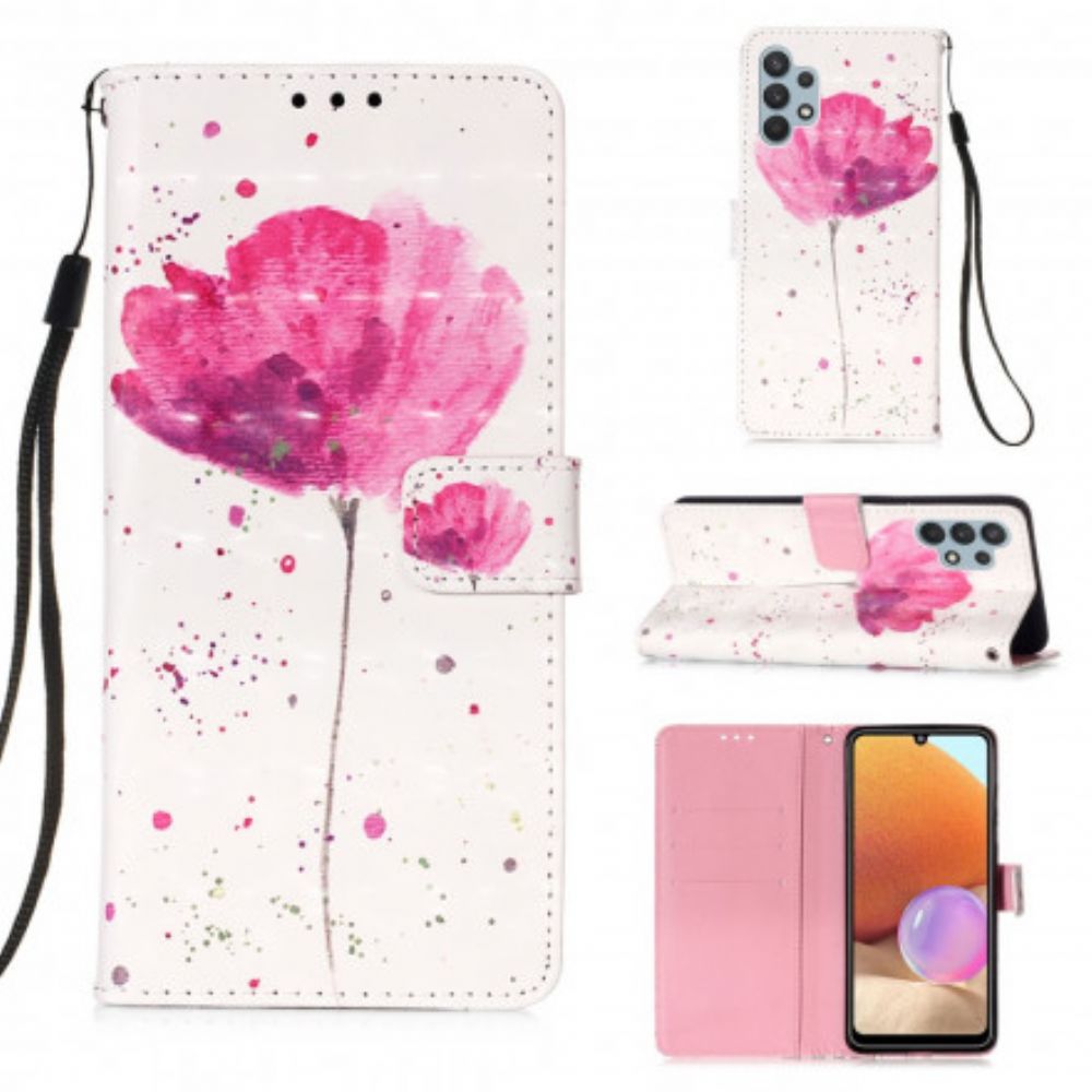 Hoesje Folio-hoesje voor Samsung Galaxy A32 4G Aquarel Halster