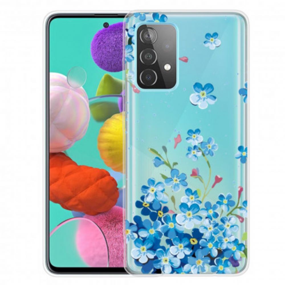 Hoesje voor Samsung Galaxy A32 4G Blauwe Bloemen