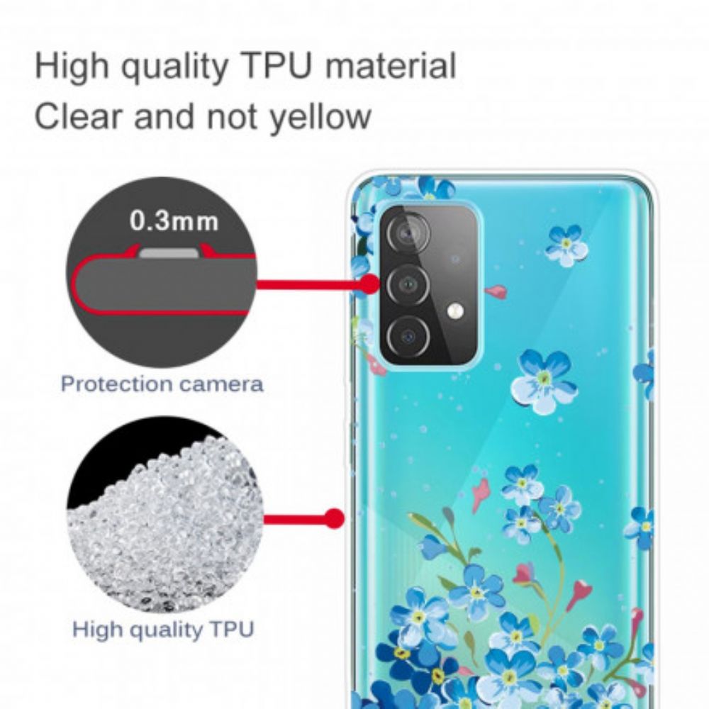 Hoesje voor Samsung Galaxy A32 4G Blauwe Bloemen