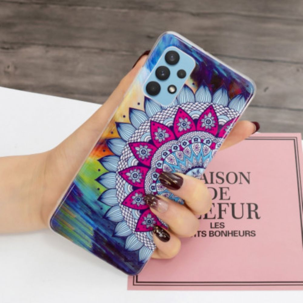 Hoesje voor Samsung Galaxy A32 4G Fluorescerende Kleurrijke Mandala