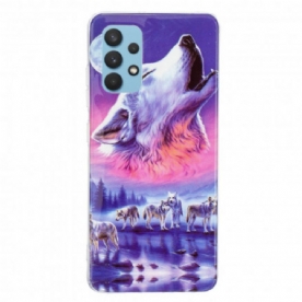 Hoesje voor Samsung Galaxy A32 4G Fluorescerende Wolf-serie