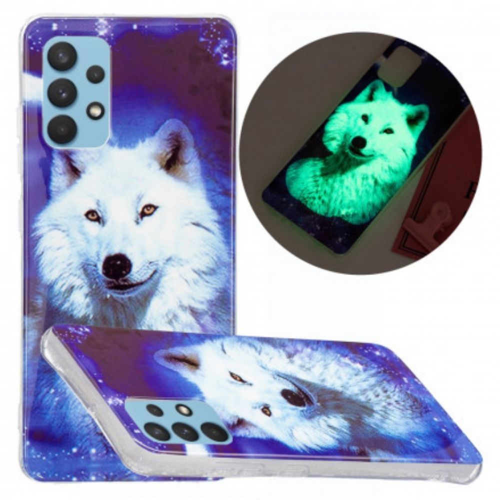 Hoesje voor Samsung Galaxy A32 4G Fluorescerende Wolf-serie