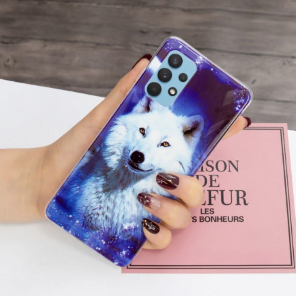 Hoesje voor Samsung Galaxy A32 4G Fluorescerende Wolf-serie