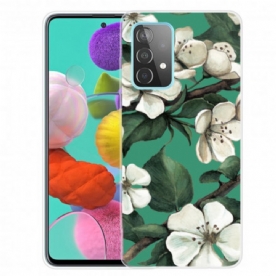 Hoesje voor Samsung Galaxy A32 4G Geschilderde Witte Bloemen